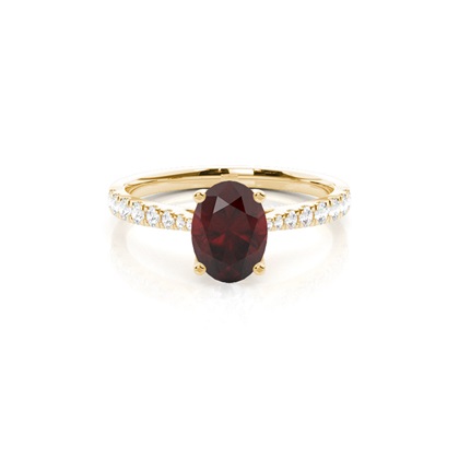 Prong Setting Garnet Side Stone Engagement Ring