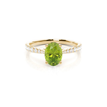 Prong Setting Peridot Side Stone Engagement Ring