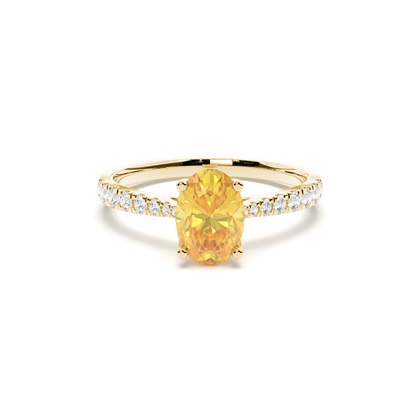 Yellow Diamond Side Stone Engagement Ring