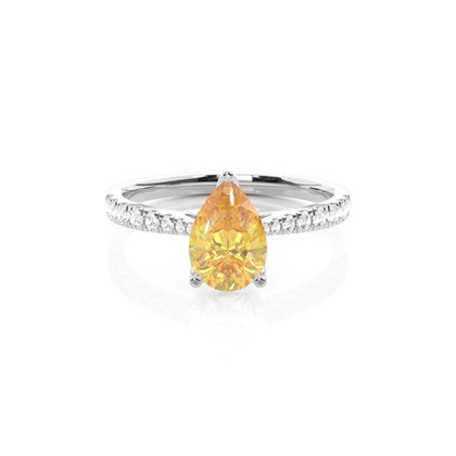Yellow Diamond Side Stone Engagement Ring