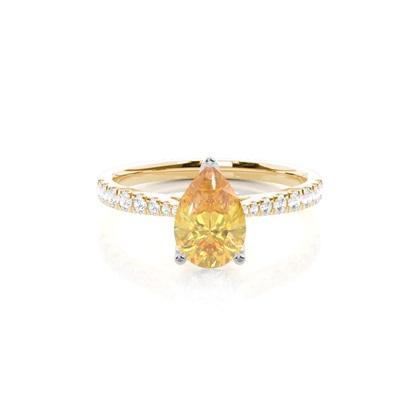 Pear Mixed Metals Yellow Diamond Engagement Rings