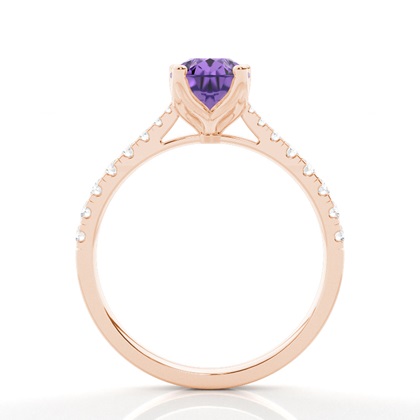 Verlobungsring Mit Amethyst-Seitenstein In Krappenfassung