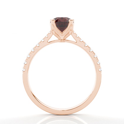 Granat Seitenstein Verlobungsring In Krappenfassung