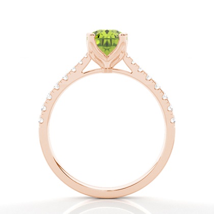 Verlobungsring Mit Peridot-Seitenstein In Krappenfassung