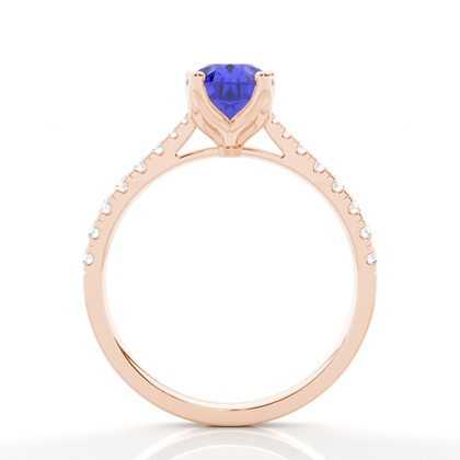 Verlobungsring Mit Tansanit-Seitenstein In Krappenfassung