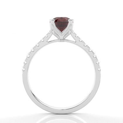 Granat Seitenstein Verlobungsring In Krappenfassung