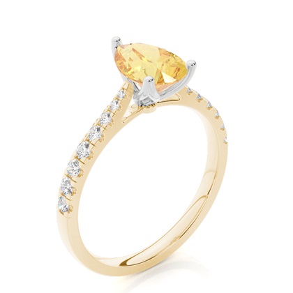 Verlobungsring mit gelbem Diamant und seitlichem Stein