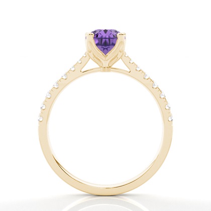 Verlobungsring Mit Amethyst-Seitenstein In Krappenfassung