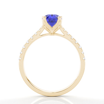 Verlobungsring Mit Tansanit-Seitenstein In Krappenfassung