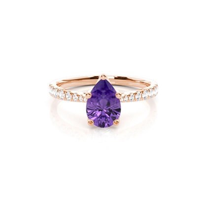 Prong Setting Amethyst Side Stone Engagement Ring