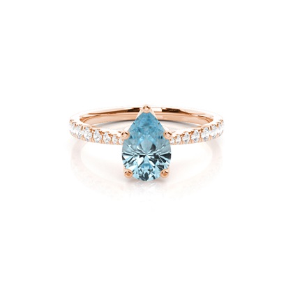 Prong Setting Aquamarine Side Stone Engagement Ring