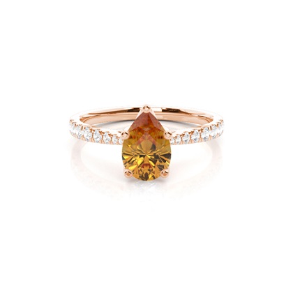 Prong Setting Citrine Side Stone Engagement Ring