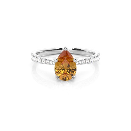 Prong Setting Citrine Side Stone Engagement Ring