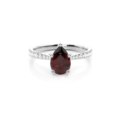 Prong Setting Garnet Side Stone Engagement Ring