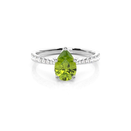 Prong Setting Peridot Side Stone Engagement Ring