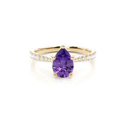 Prong Setting Amethyst Side Stone Engagement Ring