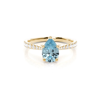 Prong Setting Aquamarine Side Stone Engagement Ring