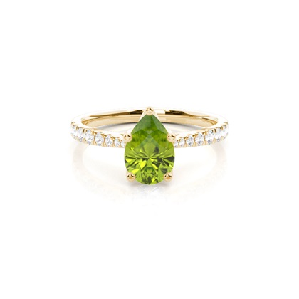 Prong Setting Peridot Side Stone Engagement Ring