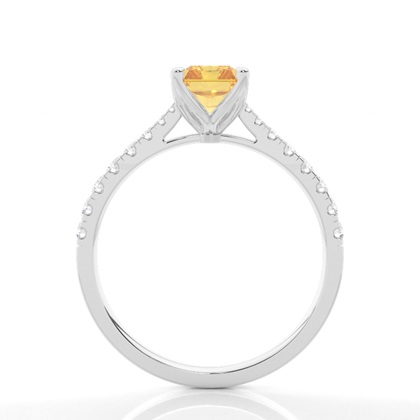 Verlobungsring mit gelbem Diamant und seitlichem Stein