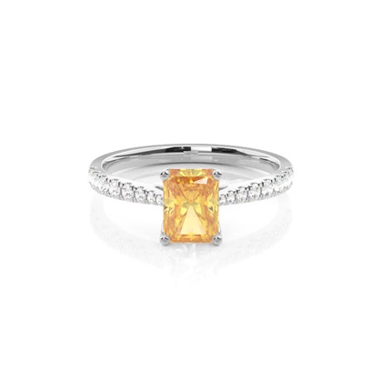 Yellow Diamond Side Stone Engagement Ring