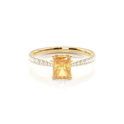 Yellow Diamond Side Stone Engagement Ring