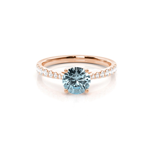 Prong Setting Aquamarine Side Stone Engagement Ring