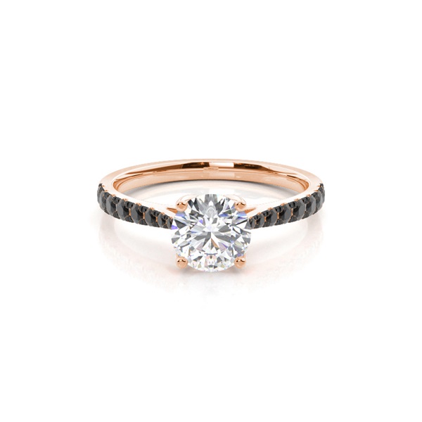 Prong Set Side Stone Engagement Black Diamond Ring