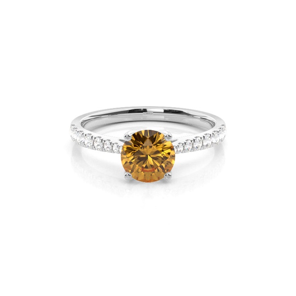 Prong Setting Citrine Side Stone Engagement Ring
