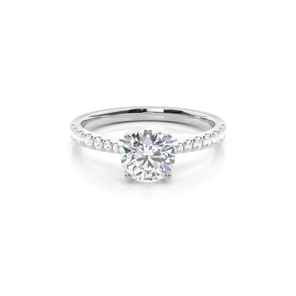 Prong Set Round Side Stone Diamond Engagement Ring