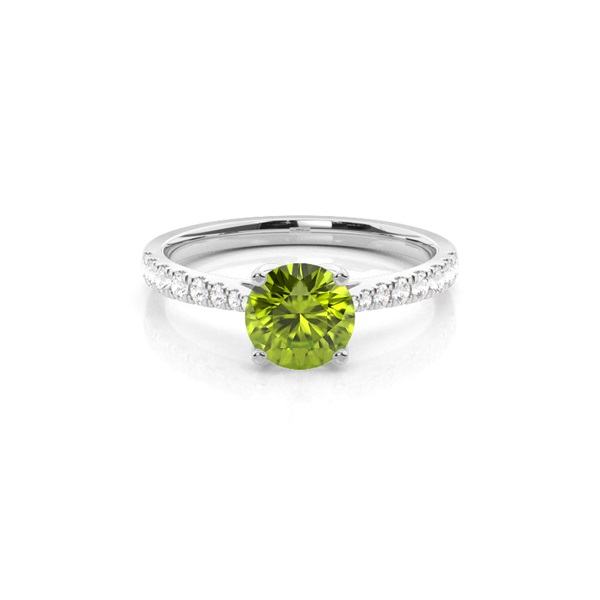 Prong Setting Peridot Side Stone Engagement Ring