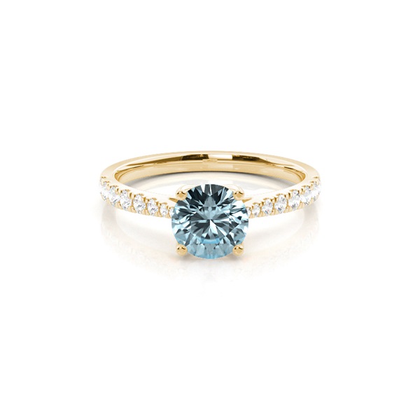 Prong Setting Aquamarine Side Stone Engagement Ring