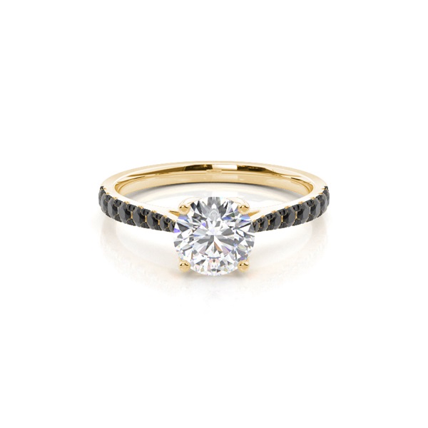 Prong Set Side Stone Engagement Black Diamond Ring