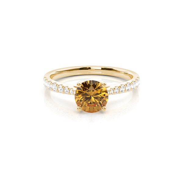 Prong Setting Citrine Side Stone Engagement Ring