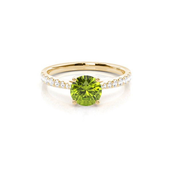 Prong Setting Peridot Side Stone Engagement Ring