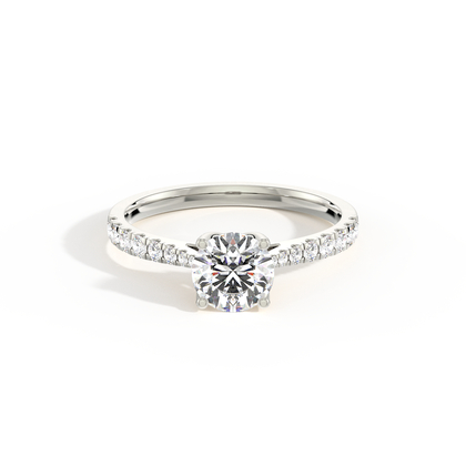                              Prong Set Round Side Stone Diamond Engagement Ring