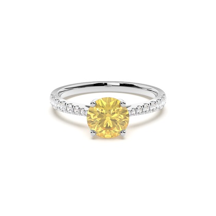 Yellow Diamond Side Stone Engagement Ring