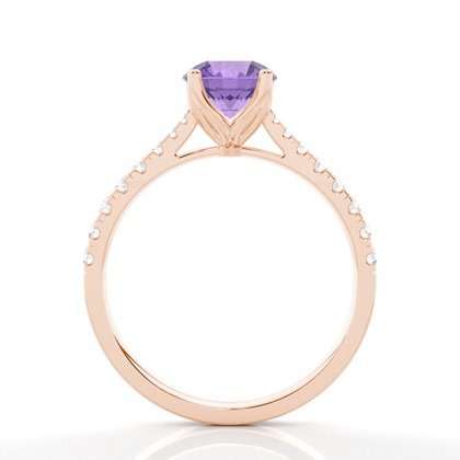 Verlobungsring Mit Amethyst-Seitenstein In Krappenfassung