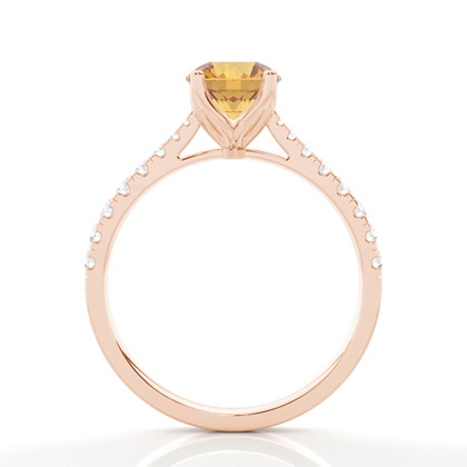 Verlobungsring Mit Citrin-Seitenstein In Krappenfassung