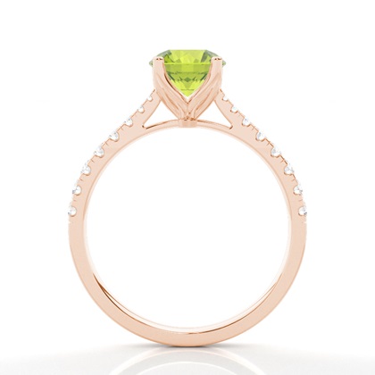 Verlobungsring Mit Peridot-Seitenstein In Krappenfassung