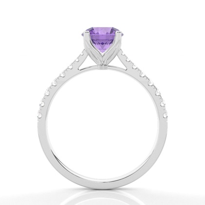 Verlobungsring Mit Amethyst-Seitenstein In Krappenfassung