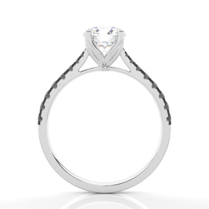 Prong Set Side Stone Engagement Black Diamond Ring