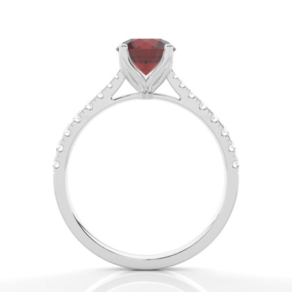 Granat Seitenstein Verlobungsring In Krappenfassung