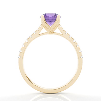 Verlobungsring Mit Amethyst-Seitenstein In Krappenfassung