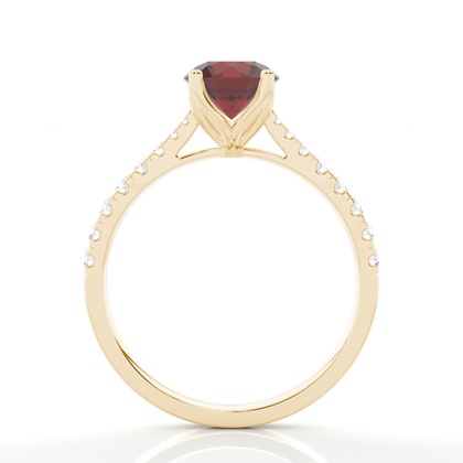 Prong Setting Garnet Side Stone Engagement Ring