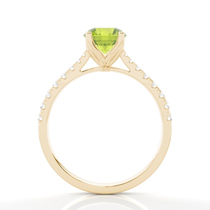 Verlobungsring Mit Peridot-Seitenstein In Krappenfassung