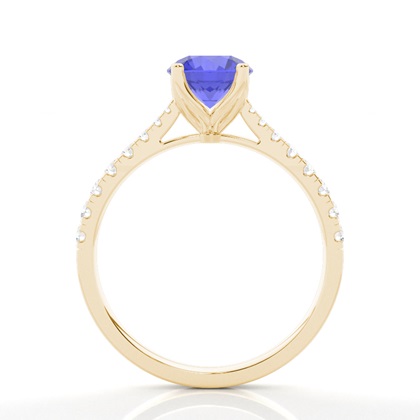 Verlobungsring Mit Tansanit-Seitenstein In Krappenfassung