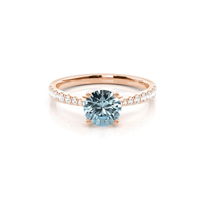 Prong Setting Aquamarine Side Stone Engagement Ring