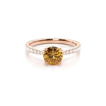 Prong Setting Citrine Side Stone Engagement Ring