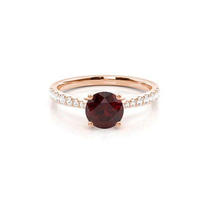 Prong Setting Garnet Side Stone Engagement Ring