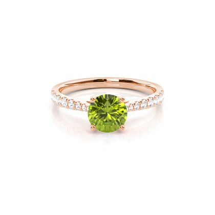 Prong Setting Peridot Side Stone Engagement Ring